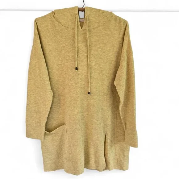Soft Surroundings Yellow Hoodie Tunic Medium Drawstring Pockets Long Sleeve - Picture 2 of 10